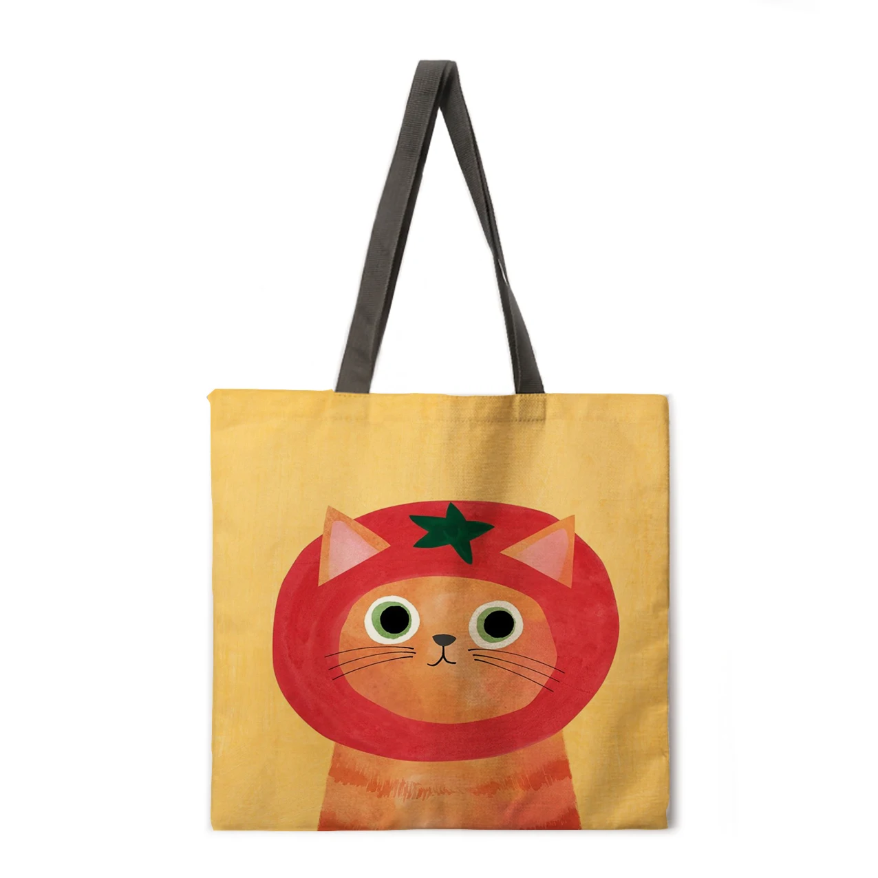 

Cute flower cat leisure tote bag burlap bag green shopping bag outdoor beach bag leisure tote bag