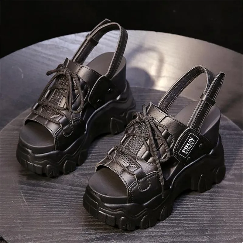 High Heels Sandals Women Shoes New Summer Wedges Height Increasing 11cm Ladies Sandal Platform Chunky Shoes Sandalias Mujer images - 6