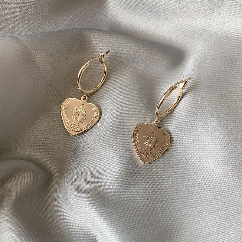 2019 винтажные маленькие серьги кольца в форме сердца медные стиле барокко