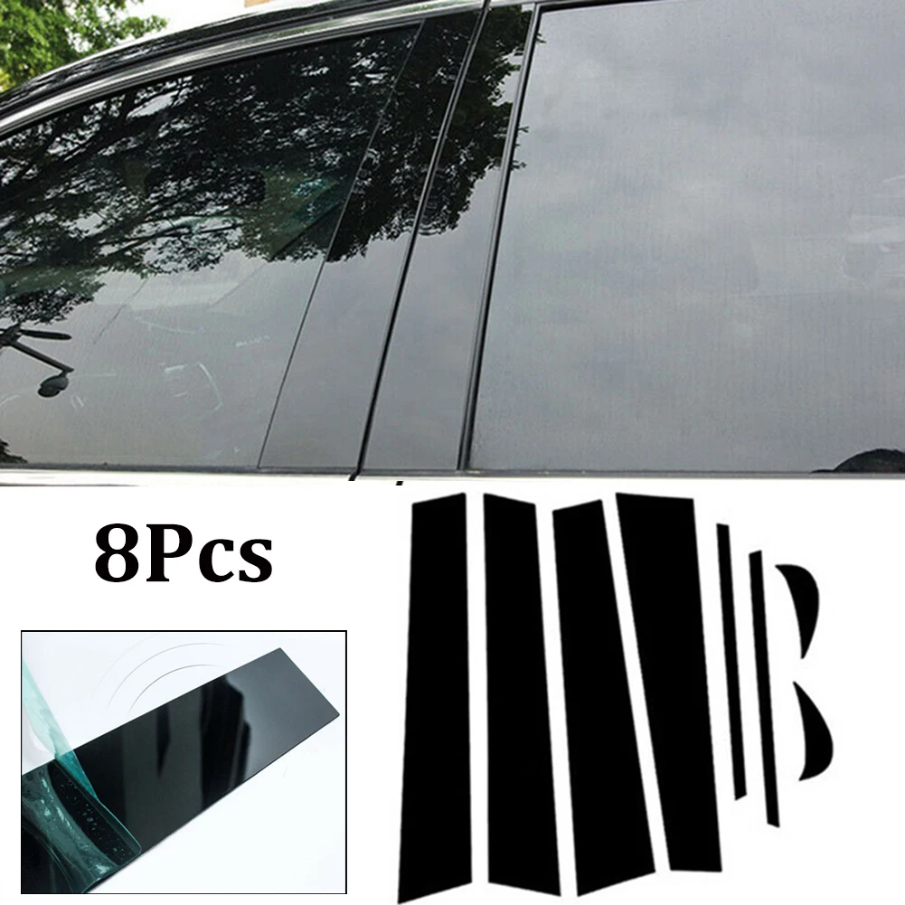 

8pcs BC Pillar Cover Door Car Window Black Trim Strips PVC Practical Easy To Install For Toyota Camry 2018 Car Window Trim Strip