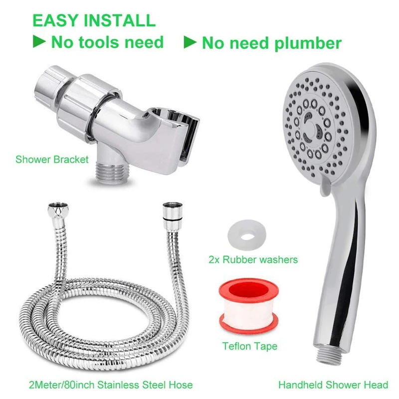 Ручная душевая головка со шлангом 5 настроек Распыления Высокого Давления