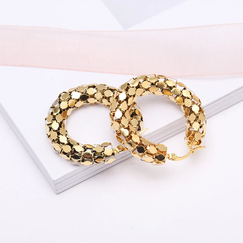 

Позолоченные круглые серьги-кольца из нержавеющей стали 316, 20216191735, не выцветают, гипоаллергенные, в классическом стиле