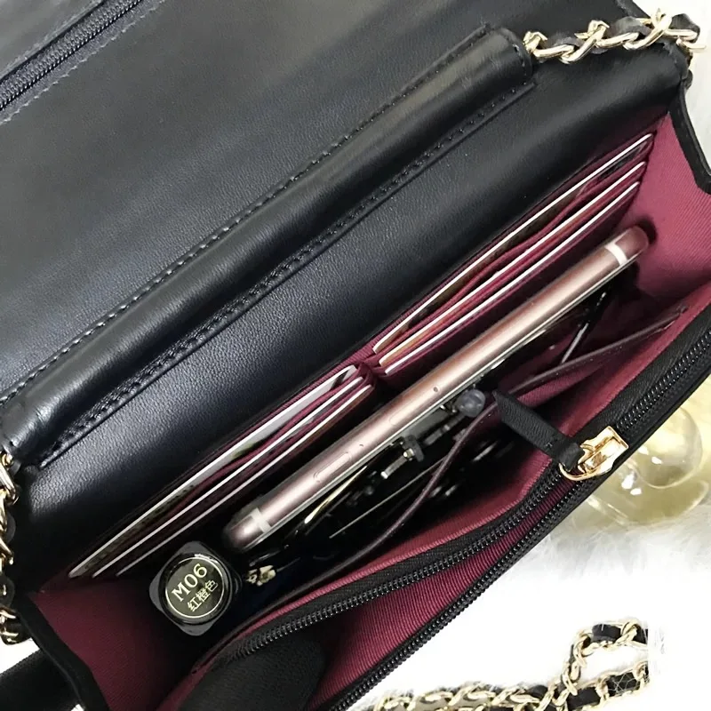 

2020 Classic Ladies Handbag High Quality Caviar Flap Shoulder Bag Square Stripe Chain Leather WO Gold Chain Silver Chain Bag