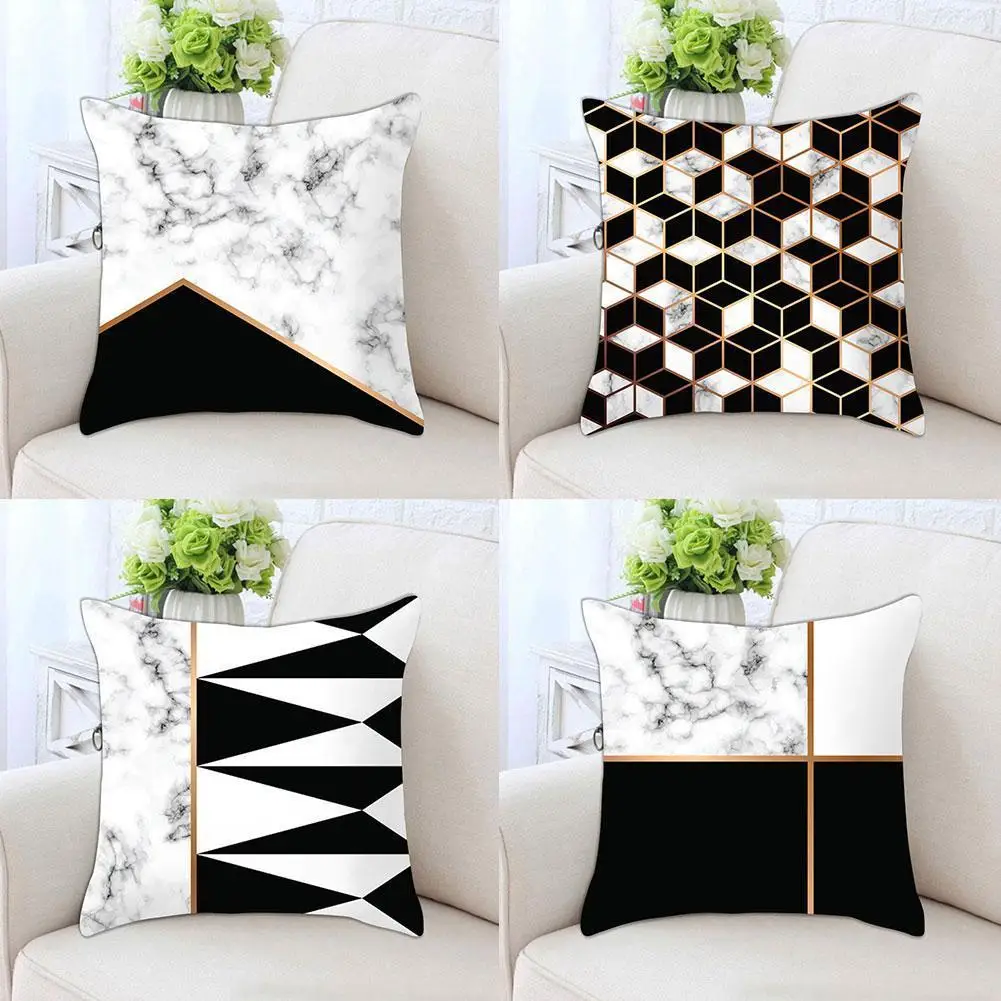 

45*45cm Golden Marble Geometric Pillowcase Digital Printing Sofa Cushion Cover Chair Seat Decorative Pillow Case