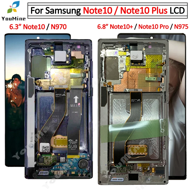 Для samsung Galaxy Note10 ЖК-дисплей сенсорный экран дигитайзер N970 N970F с рамкой для samsung note10+ lcd N975 Note10 Pro lcd