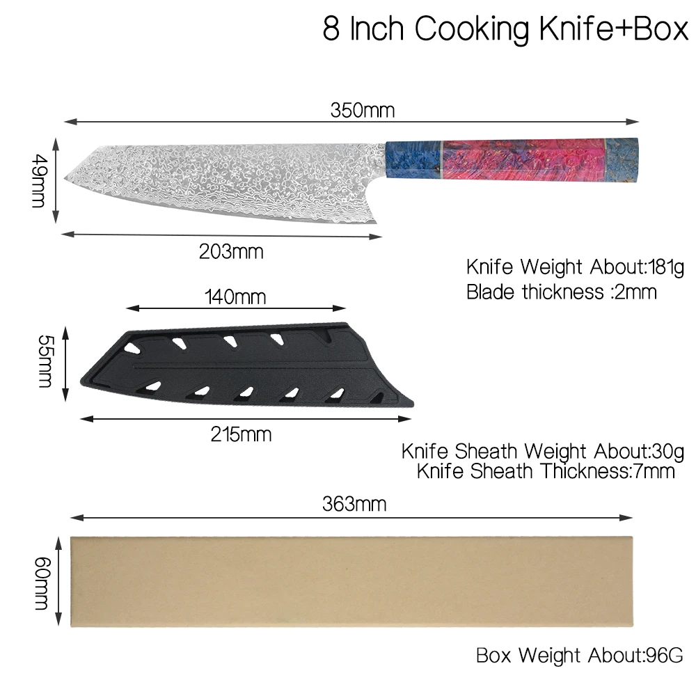 Нож шеф-повара из дамасской стали японские универсальные ножи острый Мясницкий