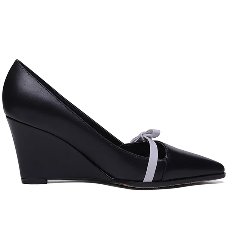 

EGONERY Winter New Fashion Sexy Women Pumps Outside Genuine Leather slip-on Pointed Toe Women Shoes Drop Shipping Size 33-42