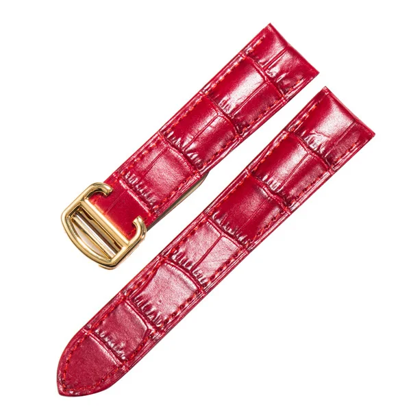Натуральная кожа ремешок для часов 20/22/23/24/25 мм подходит для Cartier Tank Solo W6700255 ремешок для часов для Для мужчин/Для женщин - Цвет ремешка: red gold buckle