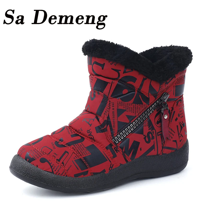 Sa Demeng/Водонепроницаемая женская зимняя обувь Размеры 43 Пара зимних сапог Теплые