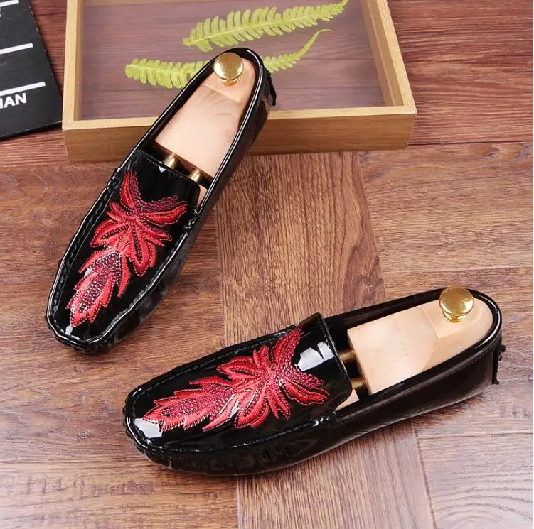 Gommino Embroidery Men Moccasin fashion slip-on dress leather boat shoes for men party office casual | Обувь