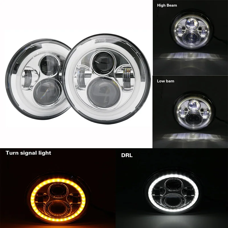 50w Halo light Silve Для Suzuki Samurai UAZ Hunter 7 дюймов светодиодный проектор фара с halo DRL& Amber Поворотная сигнальная фара для Lada 4x4 Urban Niva - Цвет: 50w Halo light Silve