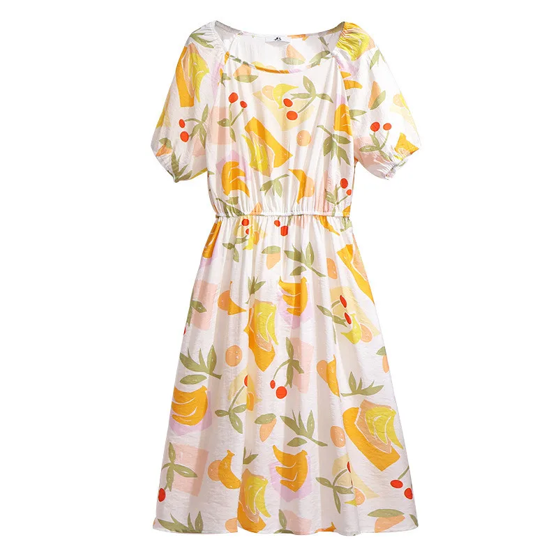 

Модное летнее женское платье оверсайз с принтом, шифоновое платье с коротким рукавом и круглым вырезом, большие размеры 6XL, платья трапециев...