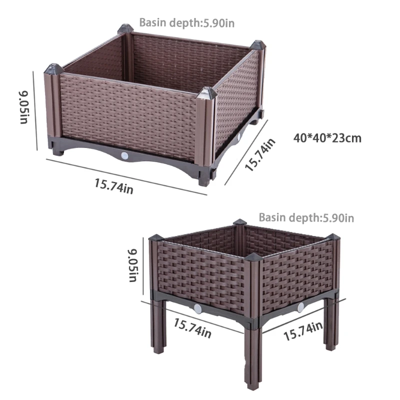 

157A Plastic Raised Garden Bed Herbs Vegetable Flowers Plants Grow Elevated Container