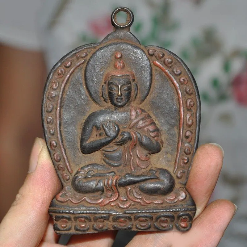 

Свадебное украшение, Старый тибетский буддизм, бронзовый киноварь Шакьямуни, статуя Будды татхагата