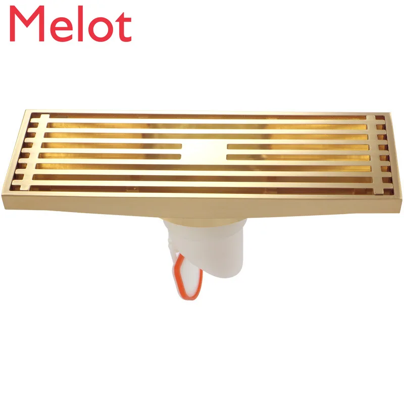 

Copper Antique Deodorant Floor Drain Bathroom Shower Room Balcony Bathroom Rectangular Large Displacement Lengthened Floor Drain