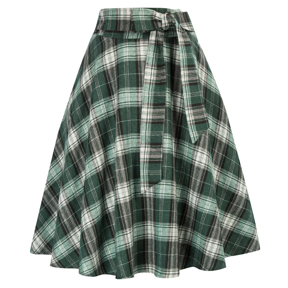 

Женская винтажная юбка-качели BP, трапециевидная юбка с завышенной талией и поясом, расклешенная юбка со скрытой молнией сзади, а-силуэт