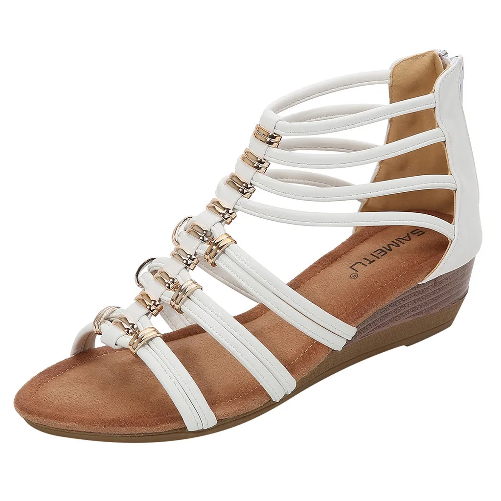 SAGACE/Лидер продаж Женские босоножки Однотонные туфли на танкетке в римском стиле