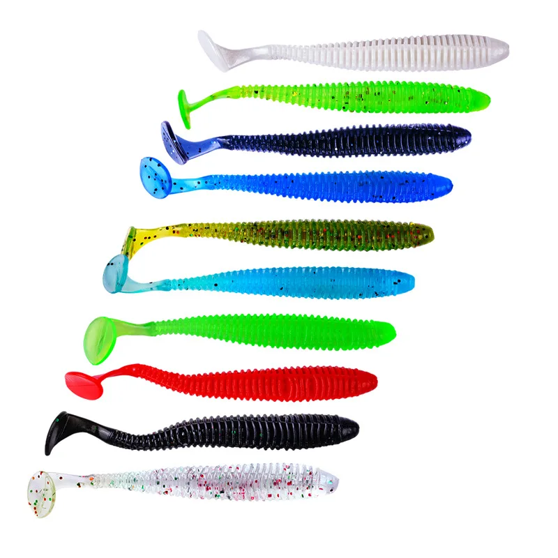 

New 8.5cm/2.4g 10 Colors Floating Water Soft Insect T Tail Road Sub-bait Crank Hook Fishing Lure Set