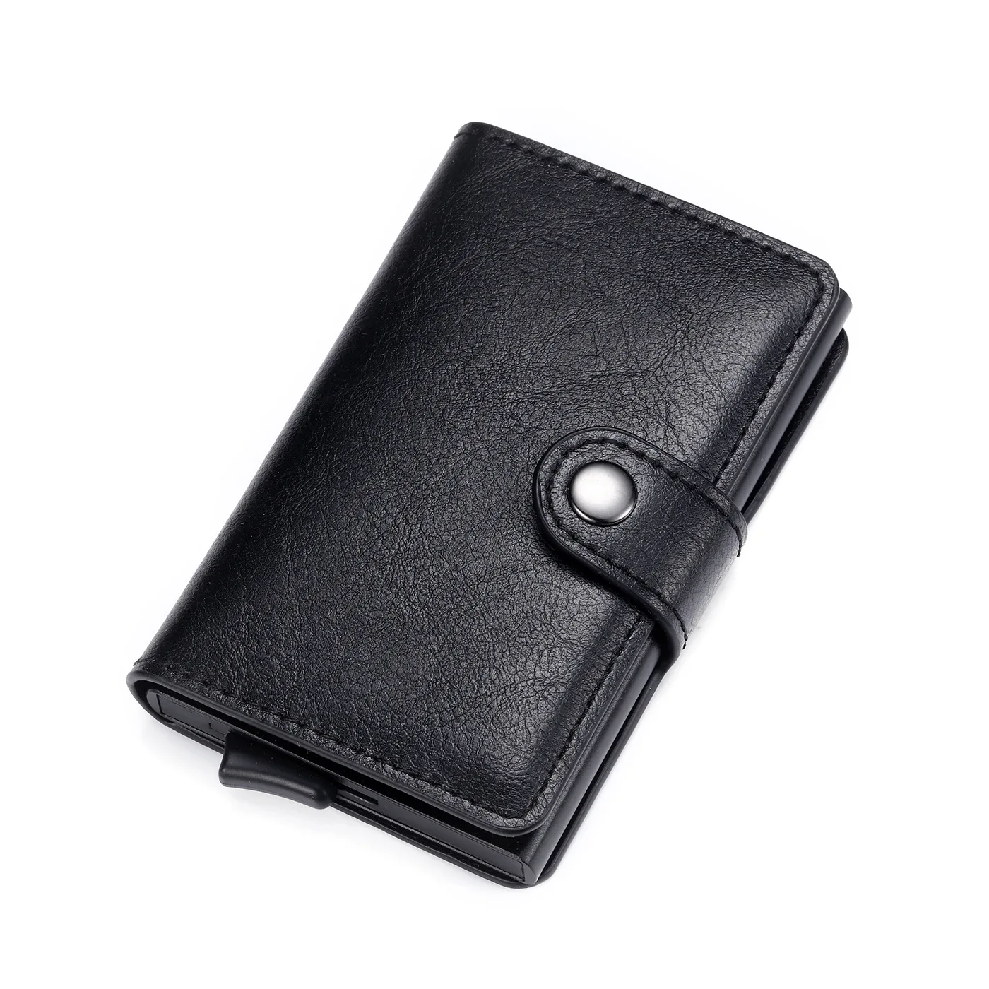 

Aaby 2021 PU Leather Card&ID Holder Single Aluminum Case For Card Business Style Wallet Small Coin Purse Unisex