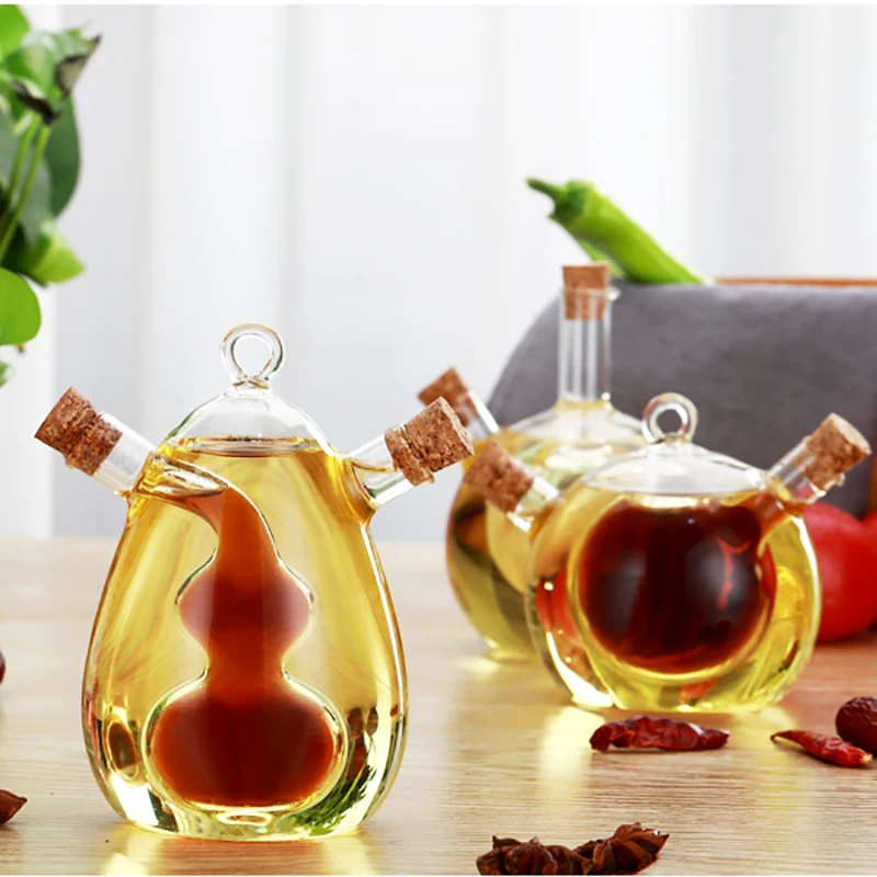 Емкость для контроля масла двойного назначения Стеклянная банка Бутылка приправ