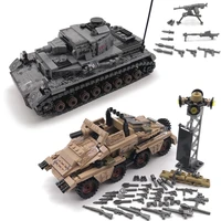military vehicle panzer iv tank sd kfz 233 armored moc army ww2 soldier weapon model building block brick children kid gift toys