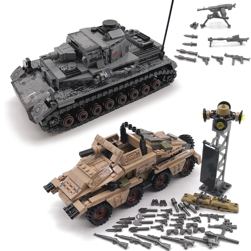 Военный автомобиль Panzer IV Танк SD KFZ 233 армированный MOC армия WW2 солдатская модель