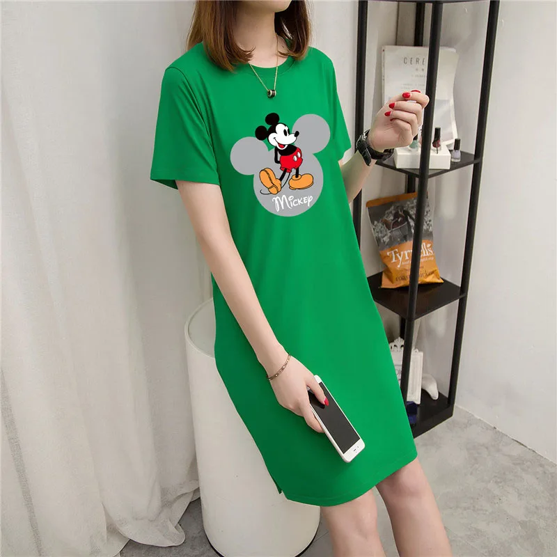 Женское летнее платье с круглым вырезом и коротким рукавом Disney Mickey Minnie Mouse Goofy Donald