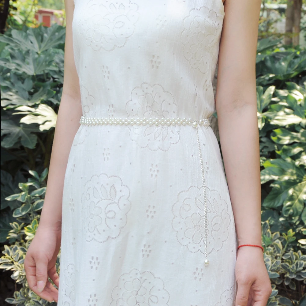 Стриксы S398 элегантный ремень цепочка для женщин жемчуг и украшениями в виде