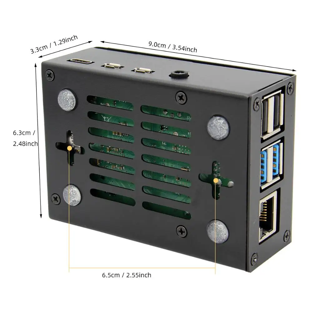 Защитная коробка Raspberry Pi 4 Модель B, металлический чехол Raspberry Pi 4 с охлаждающим вентилятором и алюминиевыми радиаторами 3 шт. для Raspberry Pi 4