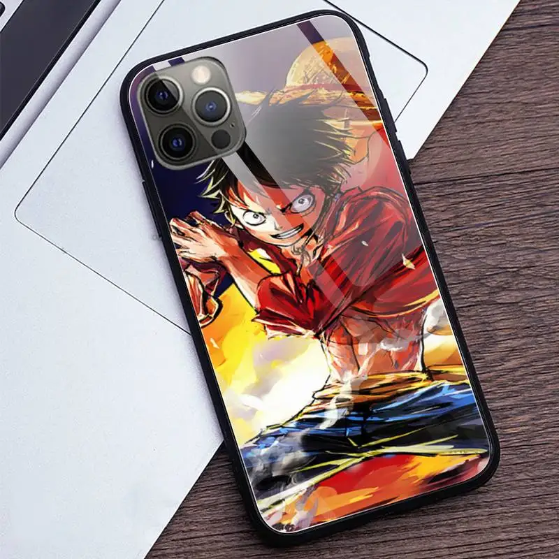 

Hot Anime one piece Hard Phone Cases Tempered Glass For iPhone 12 Pro Max Mini 11 Pro XR XS MAX 8 X 7 6S 6 Plus SE 2020 case