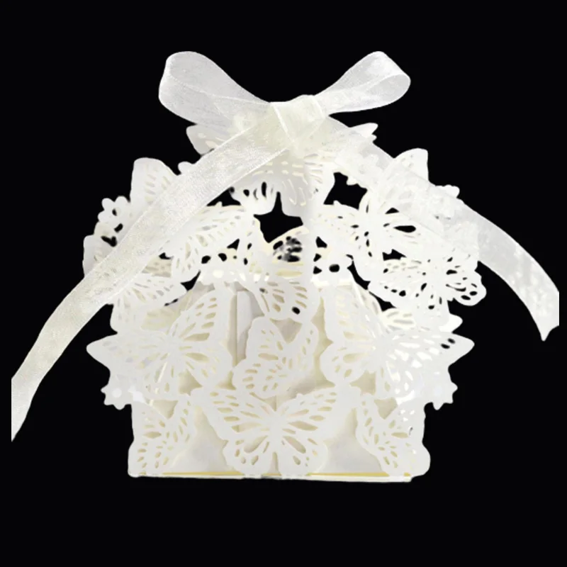 10 шт бабочка Лазерная резка свадебные сувениры подарки коробка полые для конфет
