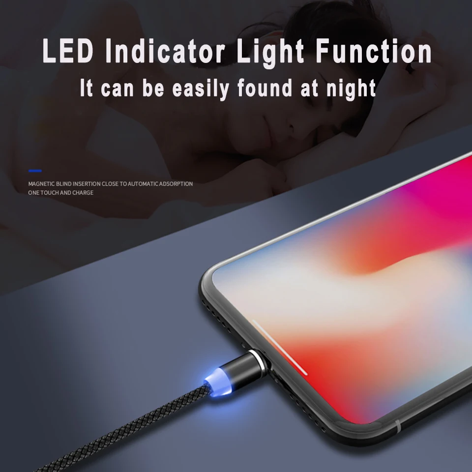 Вы первый Usb-c кабель Micro USB Магнитный кабель type C провод для iPhone металлический штекер светодиодный зарядный кабель 1 м/2 м для Android ios