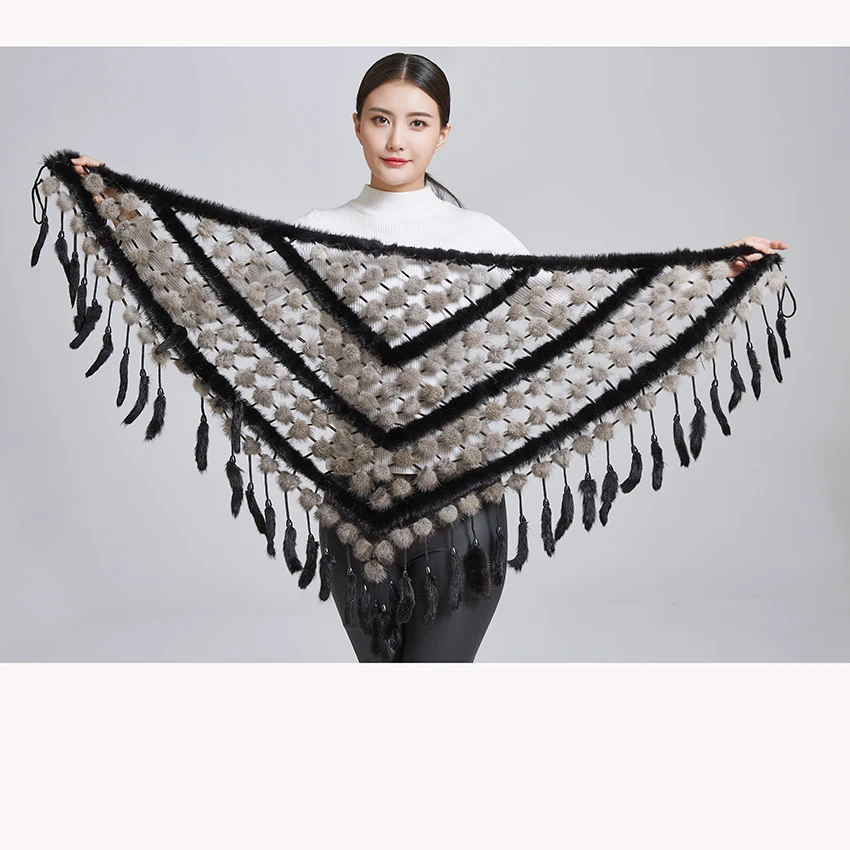 Шаль из меха норки Новое поступление модных шарфов для женщин красивые теплые