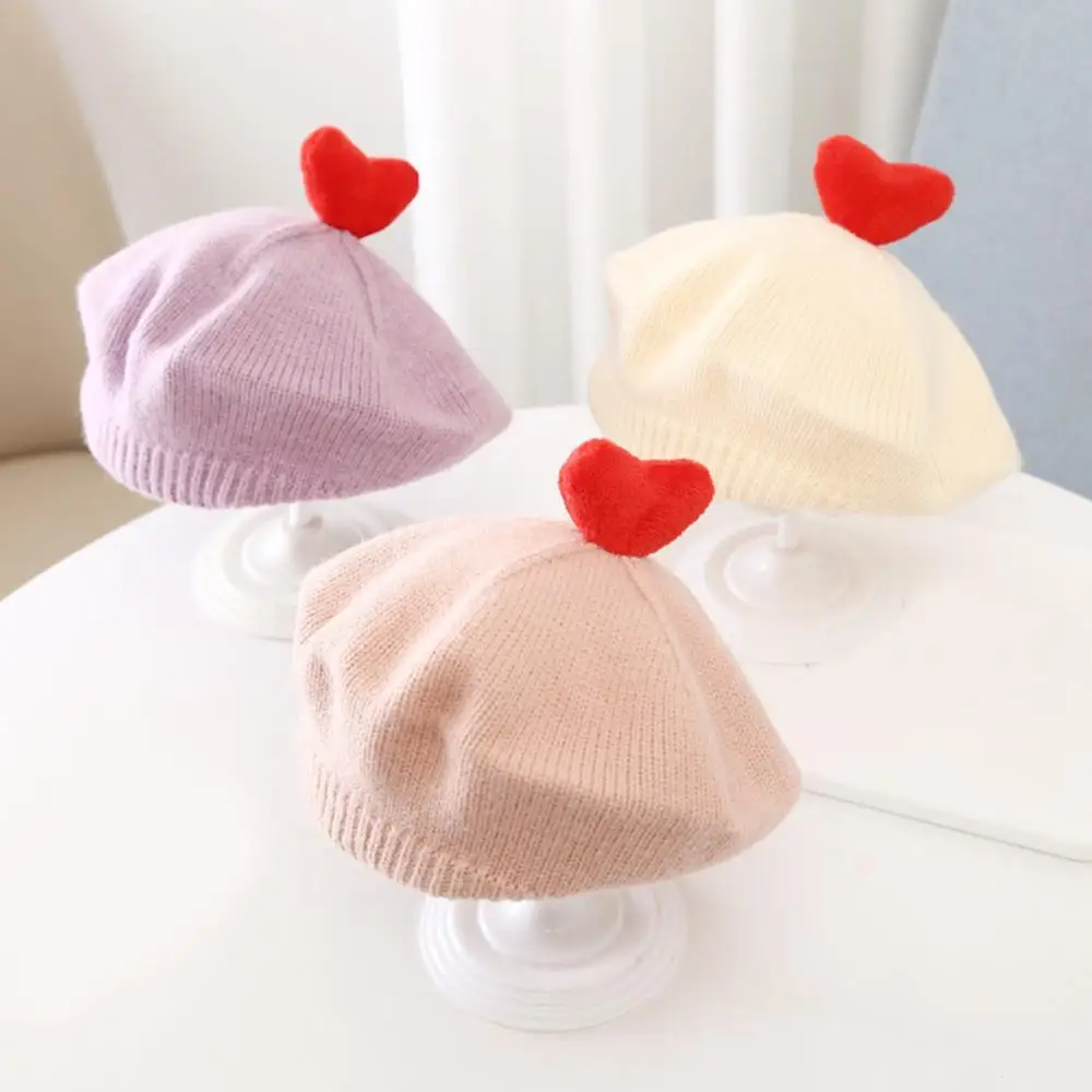 

Toddler Baby Girls Winter Knit Beanie Hat Cap Love Heart Woolen Yarn Warm Baret