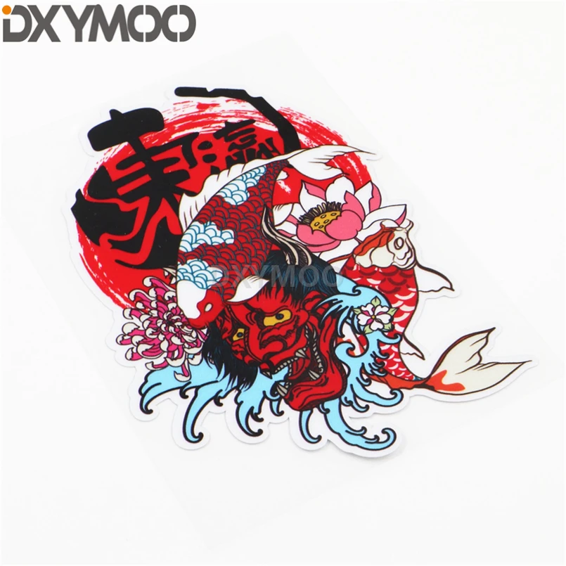Автомобильный Стайлинг виниловая наклейка Ukiyo-e JDM Doulde Face Carp Fish Koi Lotus Fuji горный