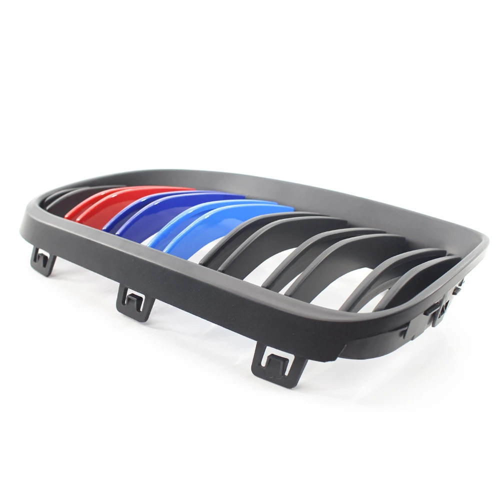 Автомобильный передний почек решетки гриль матовый черный двойная линия M Стиль