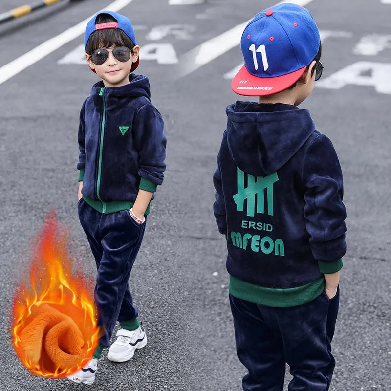 

Boys' Clothes Define Hoodies + Kid's Pants Spring Occasional Fall Velvet 2 Pcs Tracksuits For Baby Boy's Children Sports Outfits