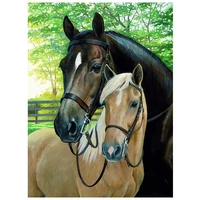 full squareround drill 5d diy diamond painting two horse love rhinestone embroidery cross stitch 5d home decor gift
