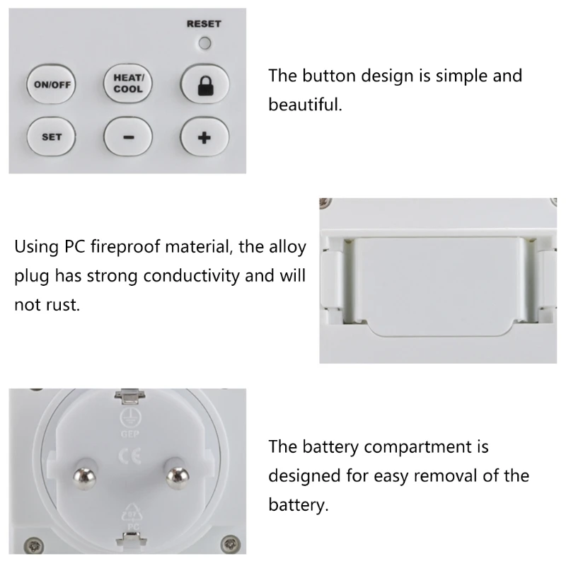 

Programmable Wireless Thermostat Socket Temperature Control Switch EN US EU Pulg