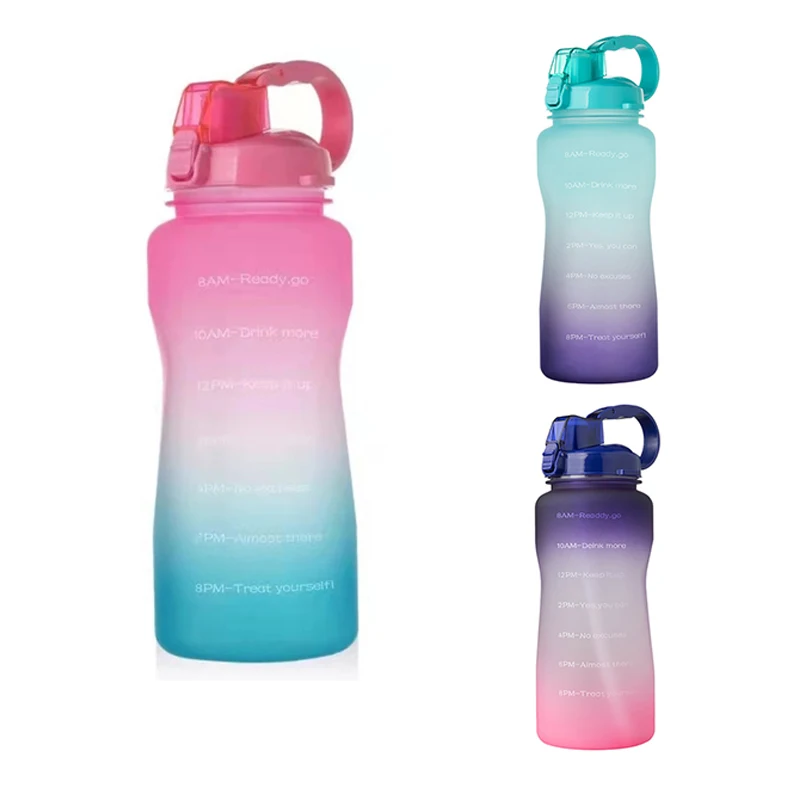 

Water Bottle with Time Marker, 68 Oz Extra Large Motivational Bottle with Straw