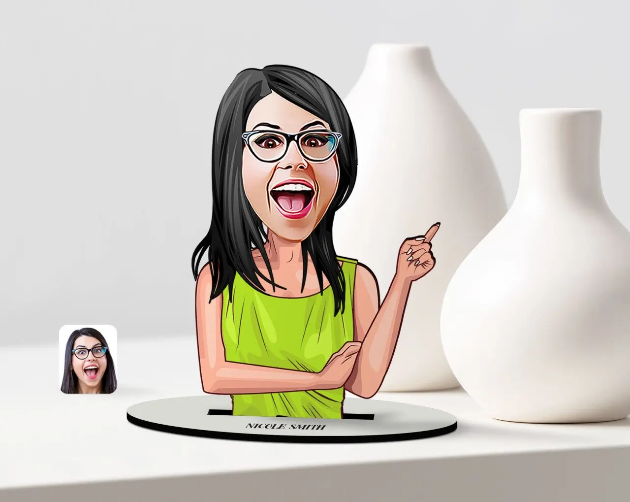 

Персонализированная Женская карикатура на деревянном брелке Модель-19 надежный современный простой подарок специальный дизайн хорошее кач...