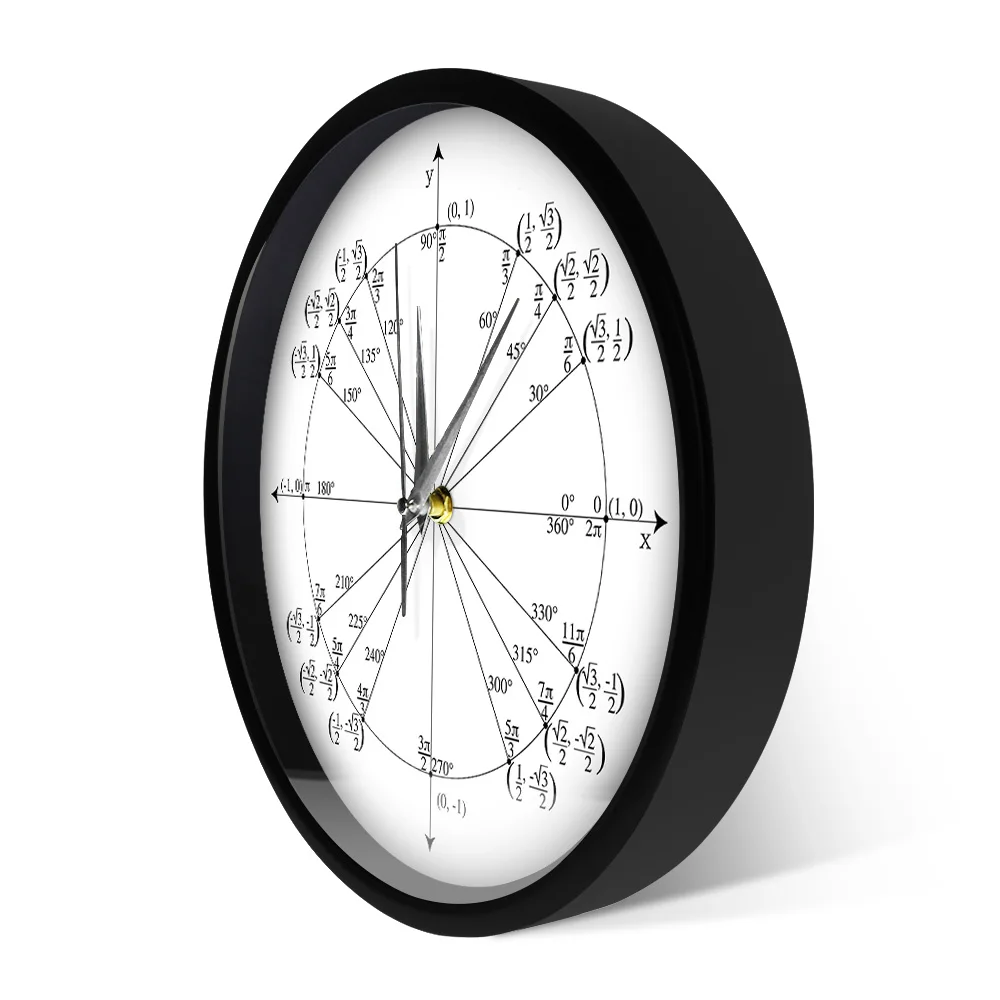 

Mathematical Metal Frame LED Wall Clock Sound Control Trigonometry Pre Calculus Decor Watch Radian Labeled Angles Value Wall Art