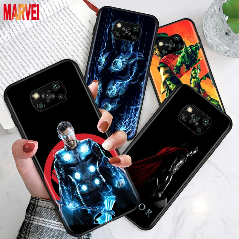 

Soft TPU Marvel Thor Cool For Xiaomi Poco X3 NFC M3 M2 X2 F3 F2 Pro C3 F1 Mi Play Mix 3 A2 A1 6X 5X Black Phone Case