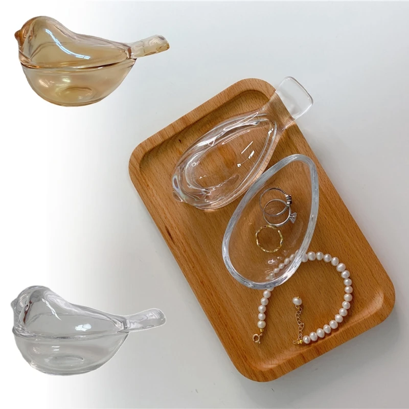 

Mini Glass Bird Jewelry Storage Box Rings Earrings Necklace Storage Home Decor Crafts Unique Animal Collectible Gift
