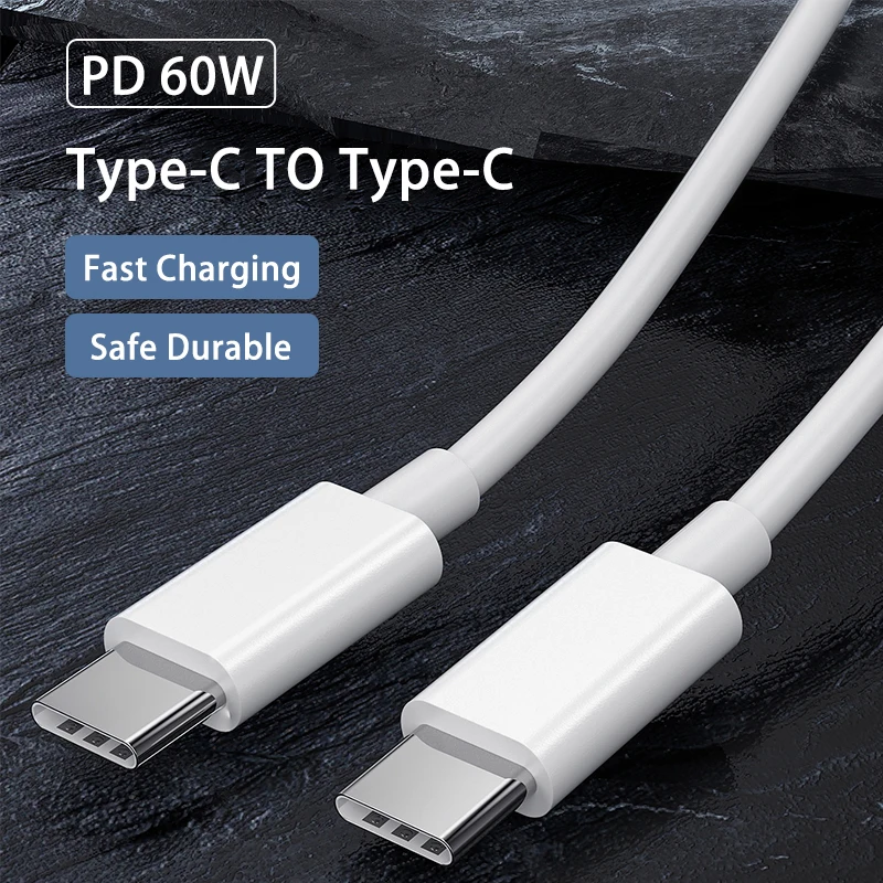 Кабель PD 60W Fast Charging Typ-C для зарядки iPhone iPad Samsung Xiaomi Redmi POCO Huawei MacBook Pro Charger Usb on.
