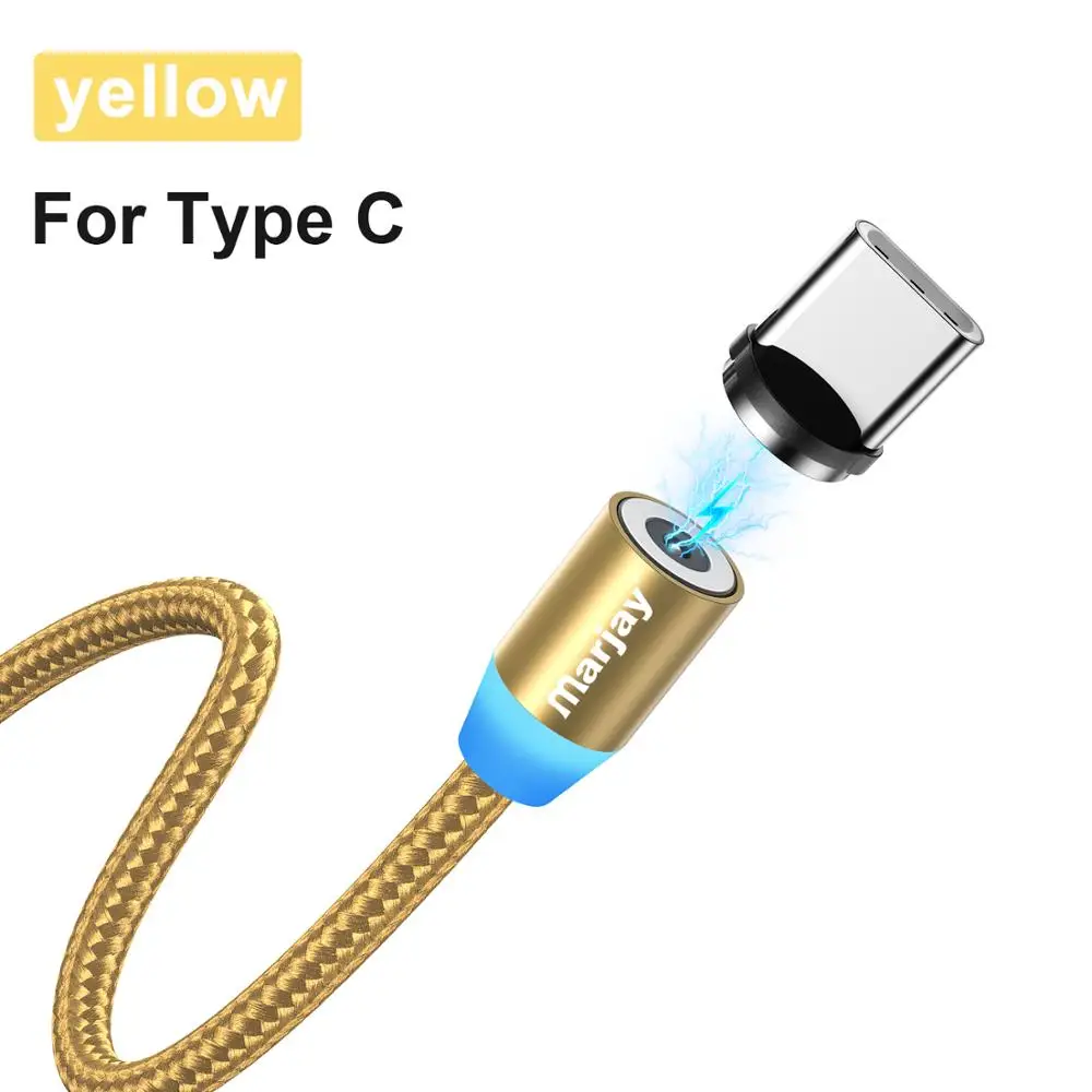 Gold For Type C Mагнитный кабель Marjay для быстрой зарядки Micro usb type C кабель для iPhone samsung Xiaomi Мобильный телефон магнитная зарядк - Цвет: Gold For Type C