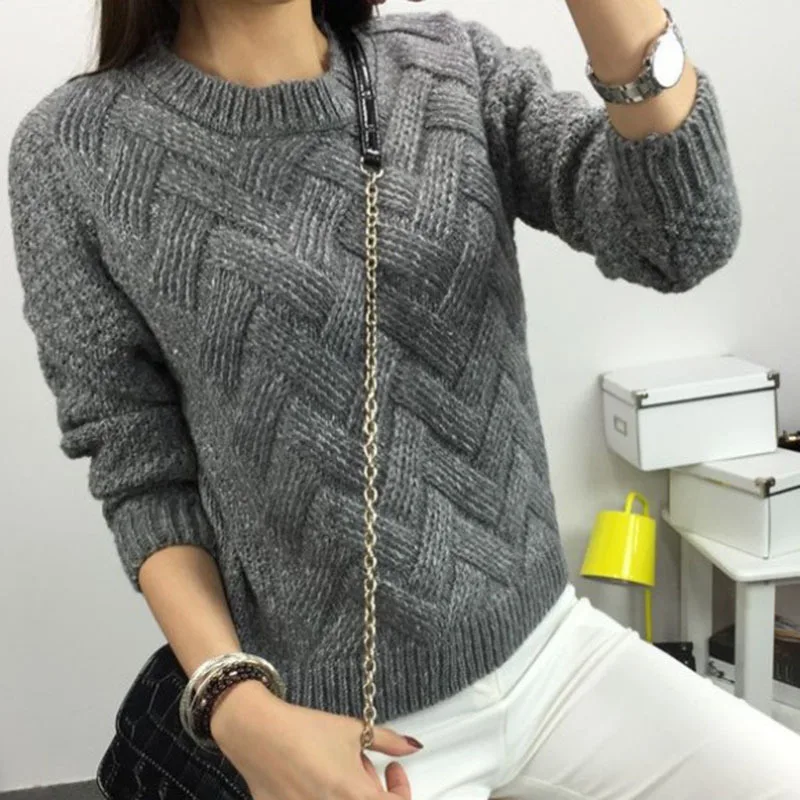 2018 винтажный женский свитер Новый Модный пуловер с круглым вырезом Зимний