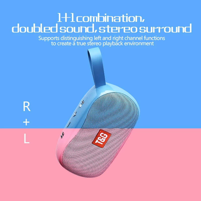 TG173 Мини портативная беспроводная колонка с Bluetooth для использования на открытом воздухе, с возможностью TWS-соединения, 3D-стерео звуком окружающего звучания, поддержкой FM и TF-карт.