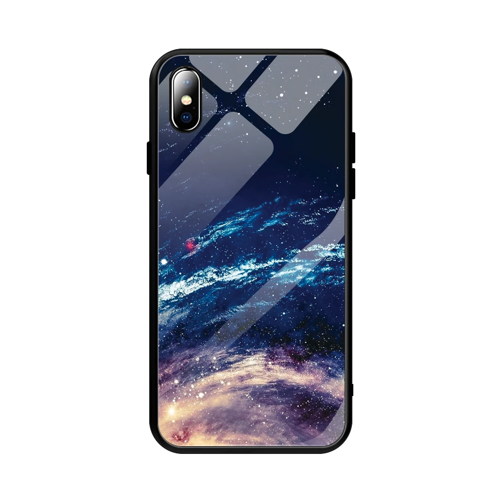 15 Стеклянный чехол для iPhone XS Max XR X 8 11 Pro Max, силиконовый тонкий чехол, закаленное стекло, звездное небо, для iPhone 8, 7 Plus, 6, 6 S, 8 Plus, 11 Pro - Цвет: 15