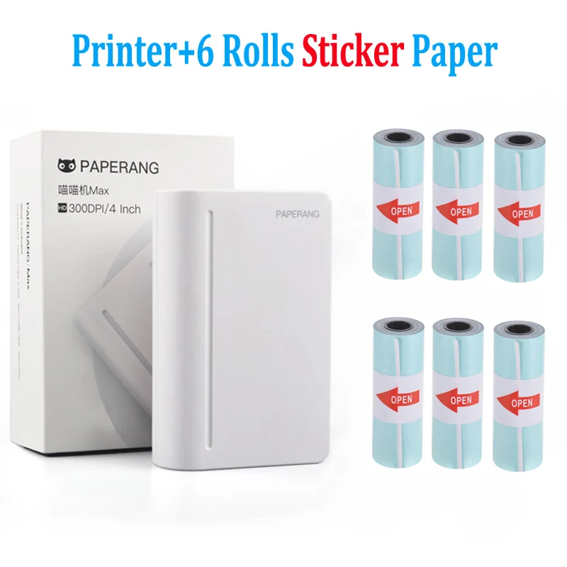 Printer 6 Rs Paper Paperang 112 мм Мини Карманный фотопринтер портативный термальный Bluetooth принтер для мобильного телефона Android iOS - Цвет: Printer 6 Rs Paper